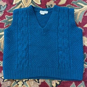Calvin Klein Blue Hand Knit Sweater Vest